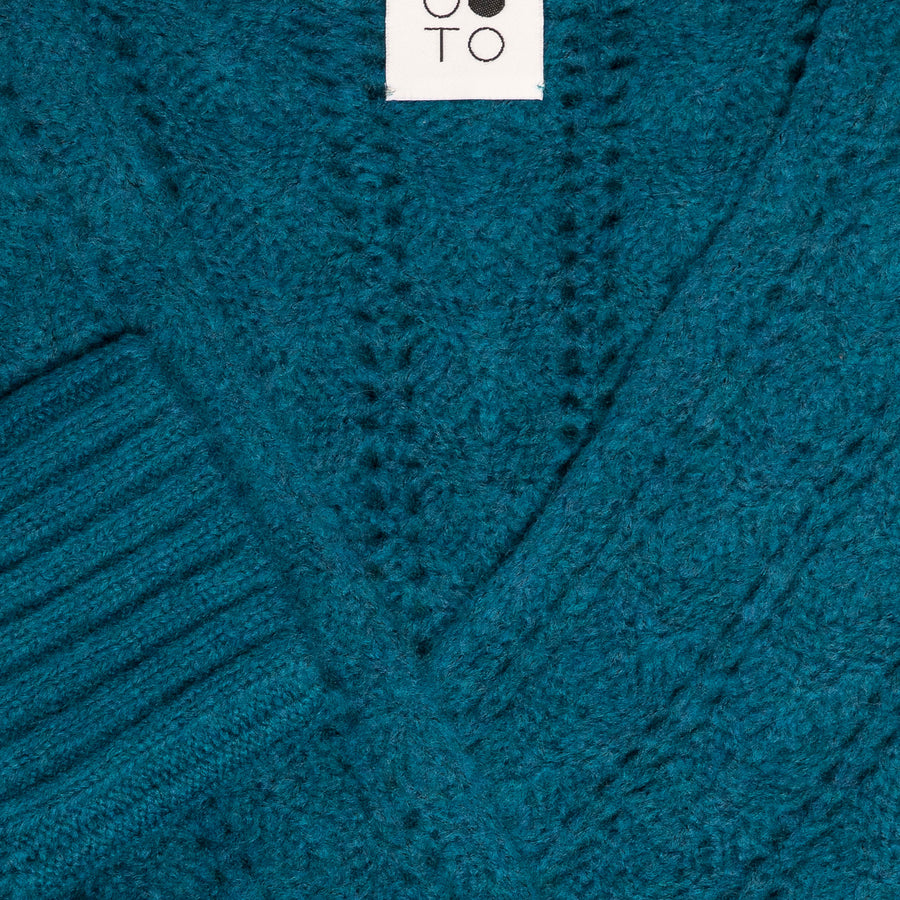 Teal Garnet V Neck Asymmetrical Top