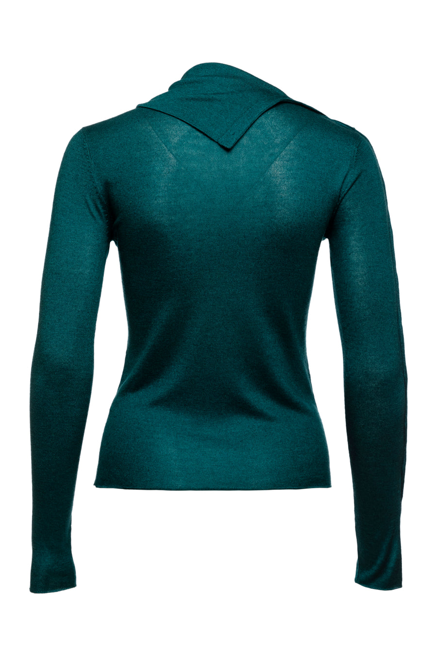 Teal Pearl Body Fitted Flap Turtle Neck Textured Top