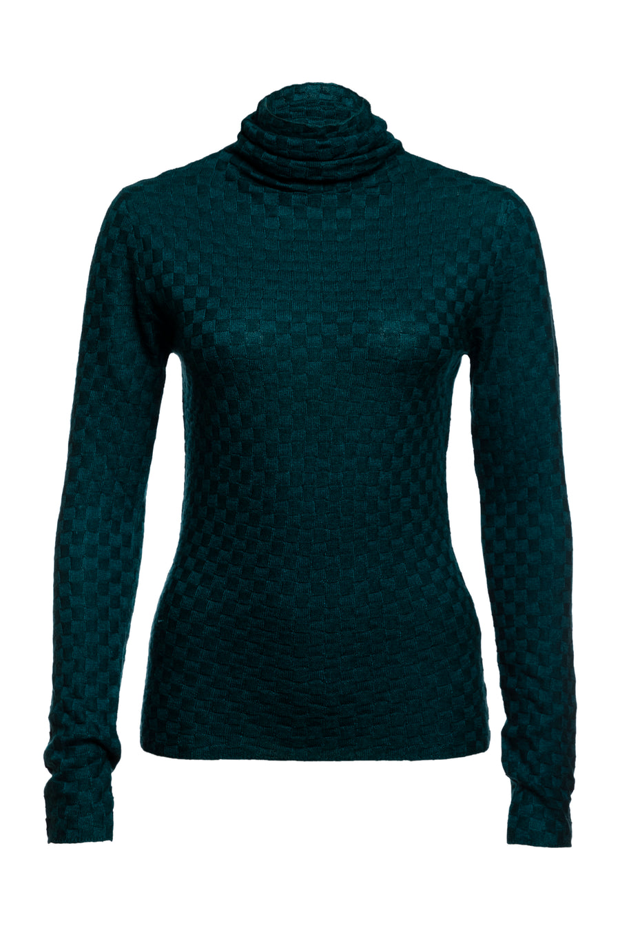 Teal Tourmaline Turtleneck Body Fitted Sweater