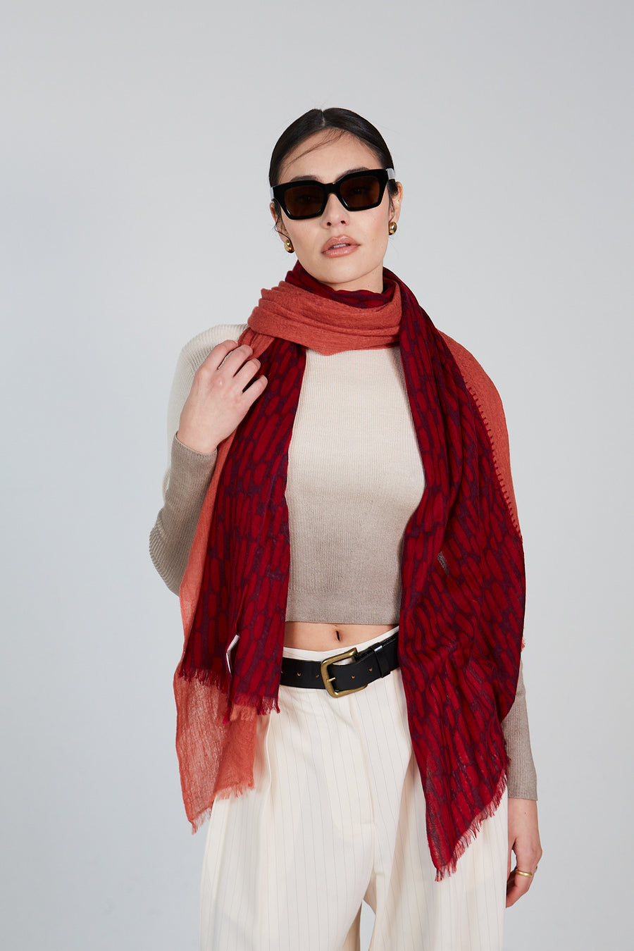 Double Layered Stole Printed Scarf Ali | Tara Oriental