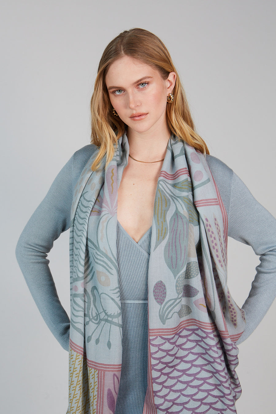 Double Layered Stole Printed Scarf Ali | Tara Oriental