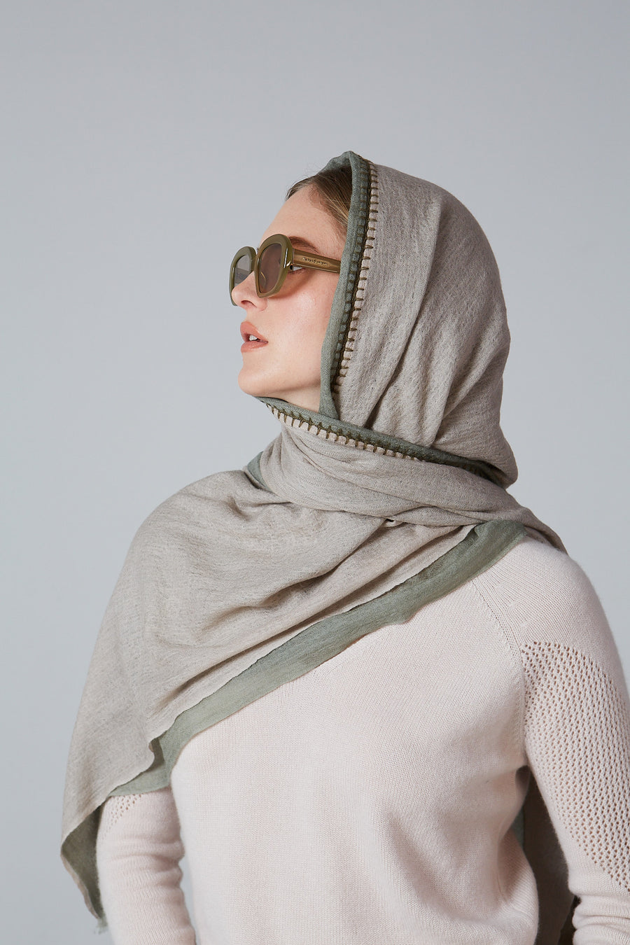 Double Layered Stole Plain Scarf | Tara Oriental