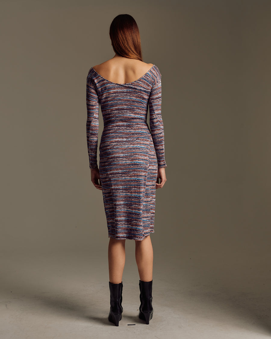 Women's Silk Wool Cashmere Textured Printed Dress