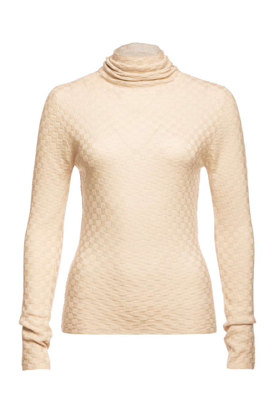 White Tourmaline Turtleneck Body Fitted Sweater