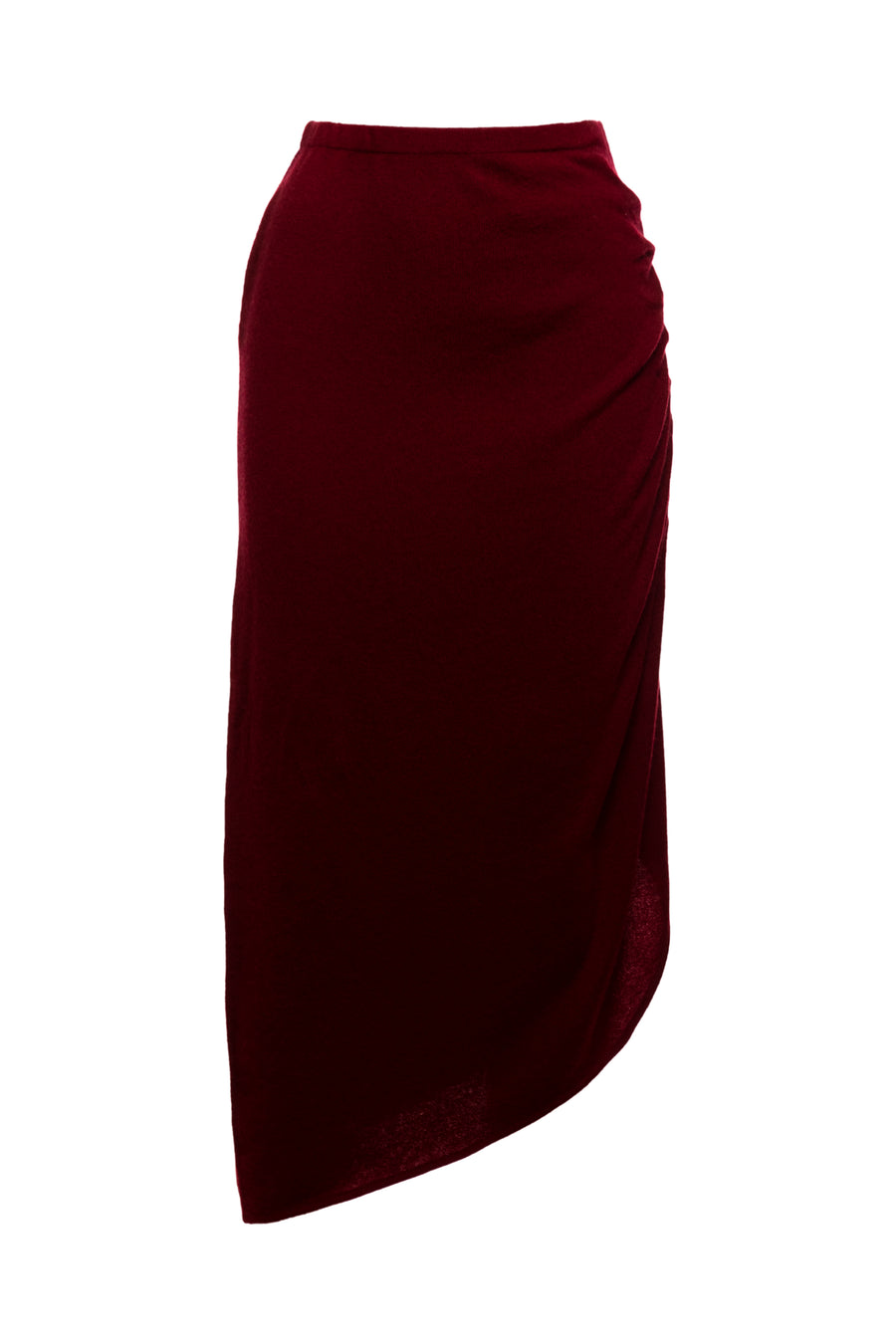 Wine Agate Cashmere Asymmetric Midi Skirt