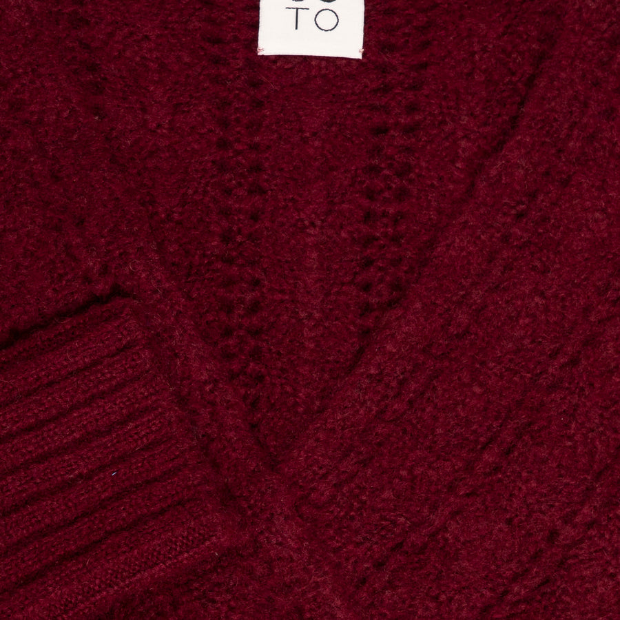 Wine Garnet V Neck Asymmetrical Top