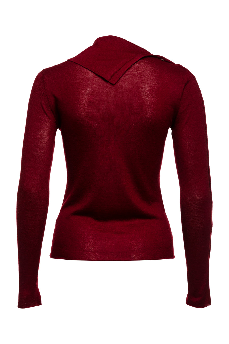 Wine Pearl Body Fitted Flap Turtle Neck Textured Top