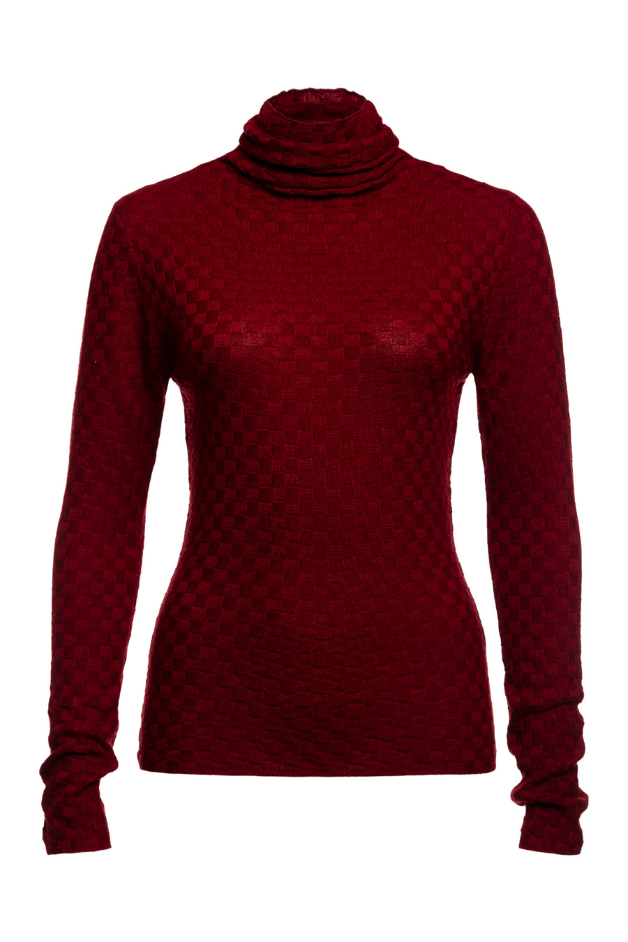 Wine Tourmaline Turtleneck Body Fitted Sweater