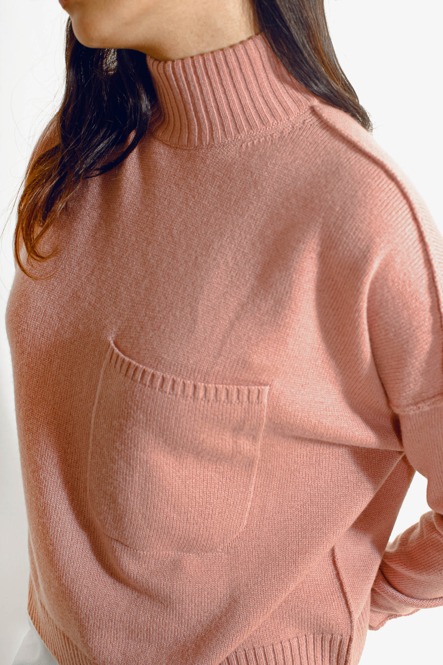 Women's Wool Cashmere Tound Pocket Sweater