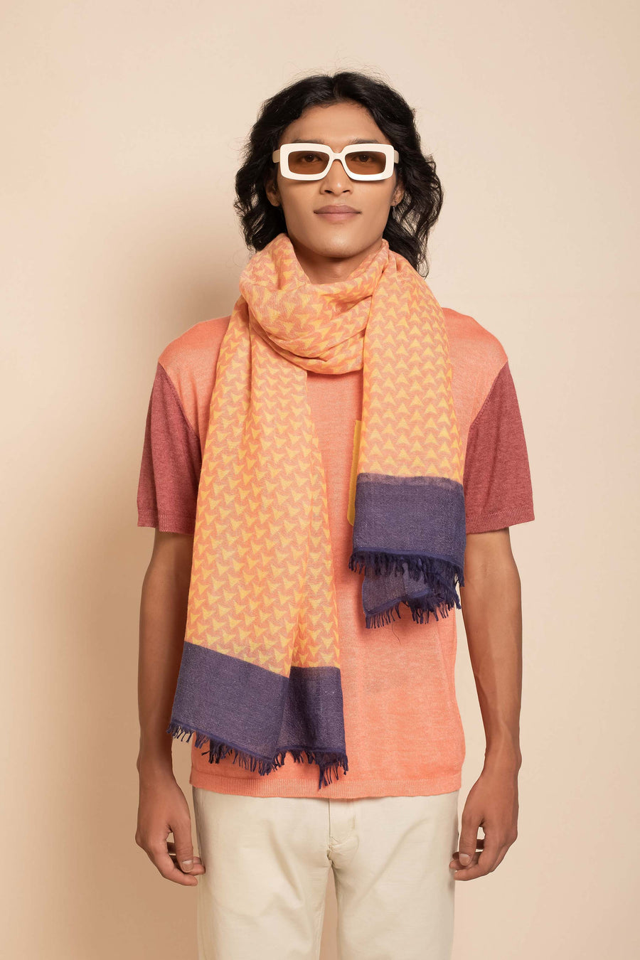 Block Printed Tile | Linen Scarf | Tara Oriental