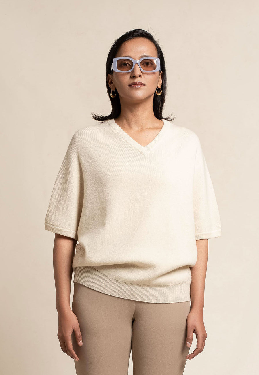 Women's Cashmere Block Knitted Top