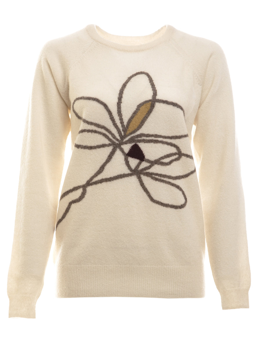 Women's Cashmere Silk Placed Intarsia Sweater