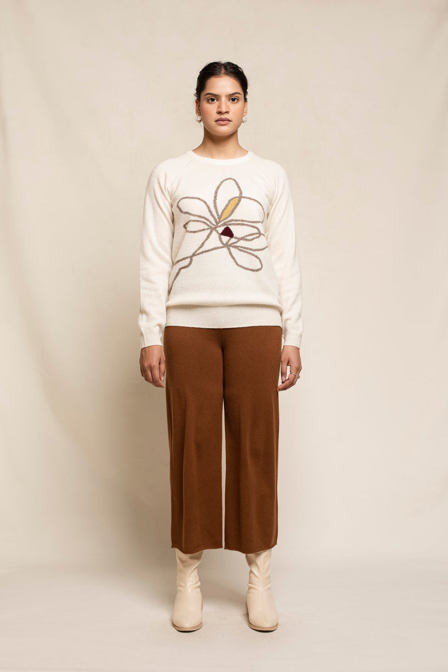 Women's Cashmere Silk Placed Intarsia Sweater