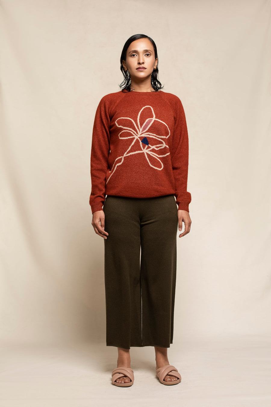 Women's Cashmere Silk Placed Intarsia Sweater